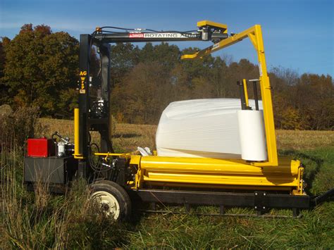 skid steer mounted bale wrapper|ag wrap bale handler.